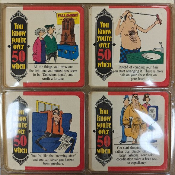 You're Over 50 When... Birthday Coasters Set Of 8 Vintage Humor Birthday Gift - Picture 4 of 6